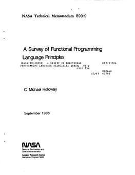 A Survey of Functional Programming Language Rinciples