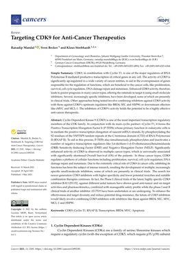 Targeting CDK9 for Anti-Cancer Therapeutics