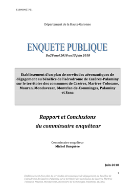 Rapport Et Conclusions Du Commissaire Enquêteur