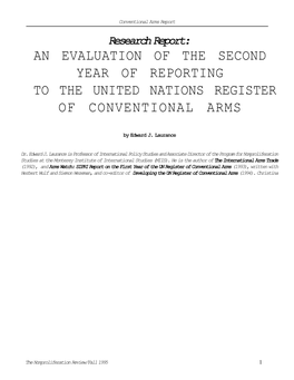 An Evaluation of the Second Year of Reporting to the United Nations Register of Conventional Arms