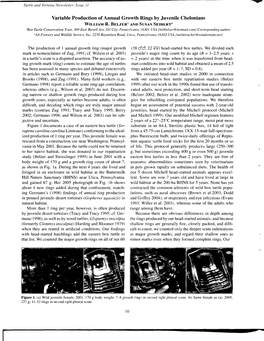 Variable Production of Annual Growth Rings by Juvenile Chelonians WILLIAM R