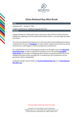 China National Day Mini-Break