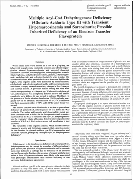 Multiple Acyl-Coa Dehydrogenase Deficiency