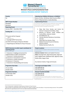 Women's Peace and Humanitarian Fund ANNUAL PROGRESS REPORT TEMPLATE