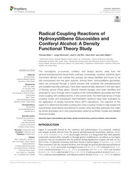 Radical Coupling Reactions of Hydroxystilbene Glucosides and Coniferyl Alcohol: a Density Functional Theory Study