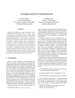 Versioning Systems for Evolution Research