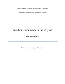 Muslim Community in the City of Amsterdam