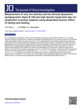 B-100 and High Density Lipoprotein Apo AI Prod