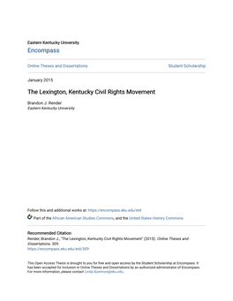 The Lexington, Kentucky Civil Rights Movement