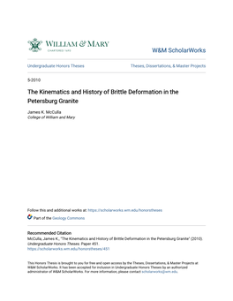 The Kinematics and History of Brittle Deformation in the Petersburg Granite