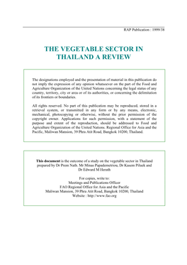 The Vegetable Sector in Thailand a Review