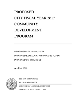 Proposed City Fiscal Year 2017 Community Development Program