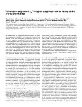 Reversal of Dopamine D2 Receptor Responses by an Anandamide Transport Inhibitor