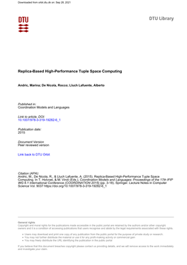 Replica-Based High-Performance Tuple Space Computing