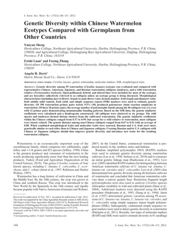 Genetic Diversity Within Chinese Watermelon Ecotypes Compared with Germplasm from Other Countries