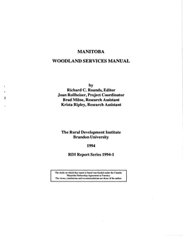 Manitoba Woodland Services Manual