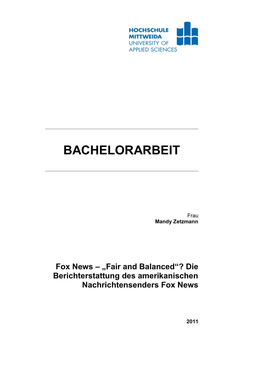 BACHELORARBEIT Fox News