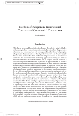 Freedom of Religion in Transnational Contract and Commercial Transactions