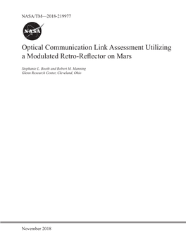 Optical Communication Link Assessment Utilizing a Modulated Retro-Reflector on Mars