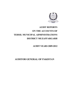 Audit Reports on the Accounts of Tehsil Municipal Administrations District Muzaffargarh