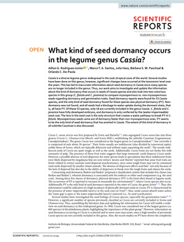 What Kind of Seed Dormancy Occurs in the Legume Genus Cassia? Ailton G