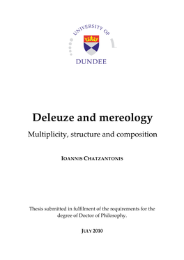 Deleuze and Mereology Multiplicity, Structure and Composition