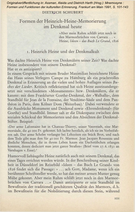 Formen Der Heinrich-Heine-Memorierung Im Denkmal Heute