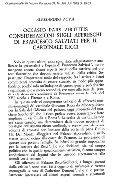 Occasio Pars Virtutis Considerazioni Sugli Affreschi Di Francesco Salviati Per Il Cardinale Ricci