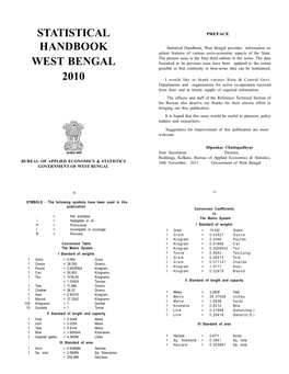 Statistical Handbook West Bengal 2010