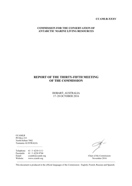 Report of the Thirty-Fifth Meeting of the Commission