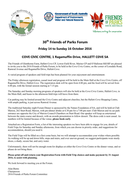 30Th Friends of Parks Forum