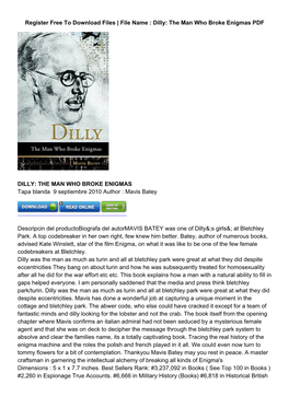 [PDF] Dilly: the Man Who Broke Enigmas