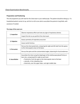 Chest Examination Benchmarks