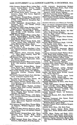 15582 Supplement to the London Gazette, 15 December, 1919