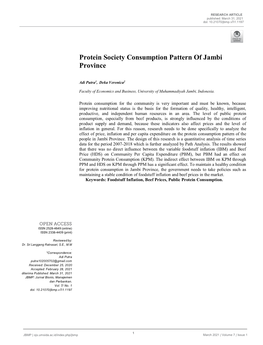 Protein Society Consumption Pattern of Jambi Province