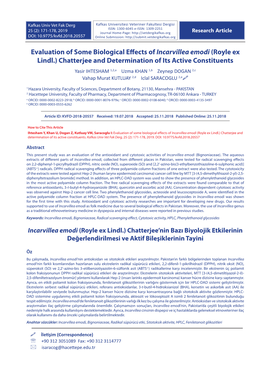 Evaluation of Some Biological Effects of Incarvillea Emodi (Royle Ex Lindl