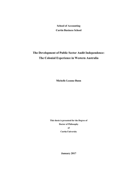 The Development of Public Sector Audit Independence: the Colonial Experience in Western Australia