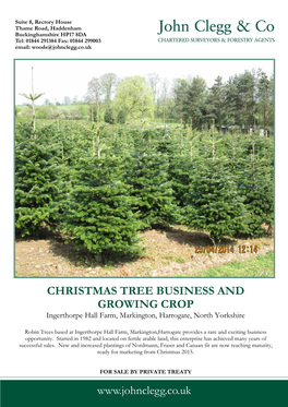 CHRISTMAS TREE BUSINESS and GROWING CROP Ingerthorpe Hall Farm, Markington, Harrogate, North Yorkshire