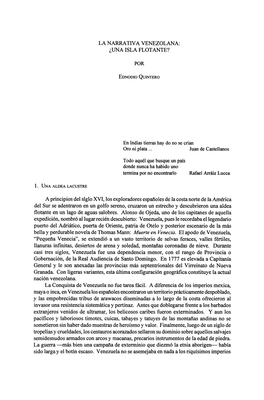 La Narrativa Venezolana: Tuna Isla Flotante?