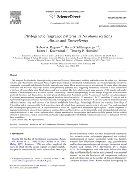 Phylogenetic Fragrance Patterns in Nicotiana Sections Alatae and Suaveolentes