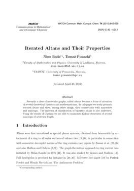 Iterated Altans and Their Properties