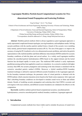 Lagrangian Meshfree Particle-Based Computational Acoustics for Two