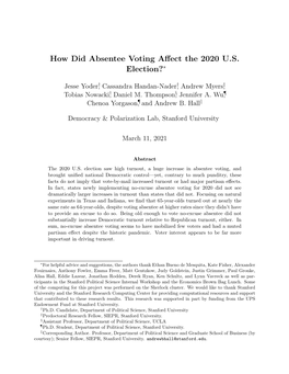 How Did Absentee Voting Affect The