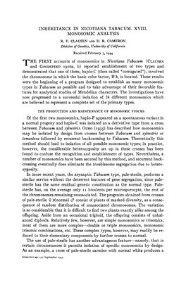 Inheritance in Nicotiana Tabacum. Xviii. Monosomic Analysis