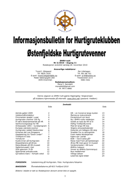 ØHRV-Nytt Nr 3/2010 – Årgang 11 Redaksjonen Avsluttet Søndag 28