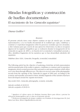 Miradas Fotográficas Y Construcción De Huellas Documentales El Nacimiento De Los Caracoles Zapatistas*