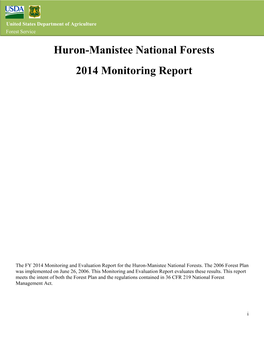 Huron-Manistee National Forests 2014 Monitoring Report