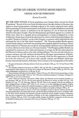 Attis on Greek Votive Monuments Greek God Or Phrygian?