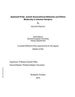 Jewish Associational Networks and Ethnic Modernity in Interwar Sarajevo