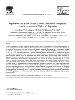 Vegetation and Pollen Dispersal in the Subtropical-Temperate Climatic Transition of Chile and Argentina